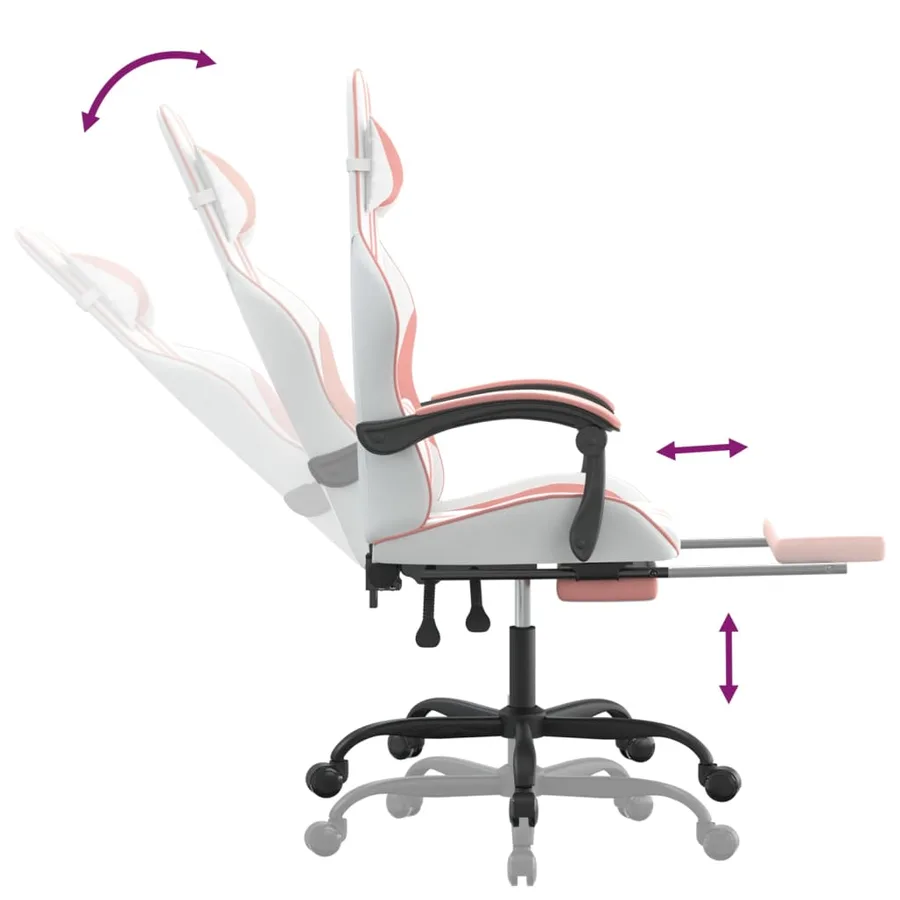 Chaise de jeu pivotante et repose-pied Blanc et rose Similicuir - 11