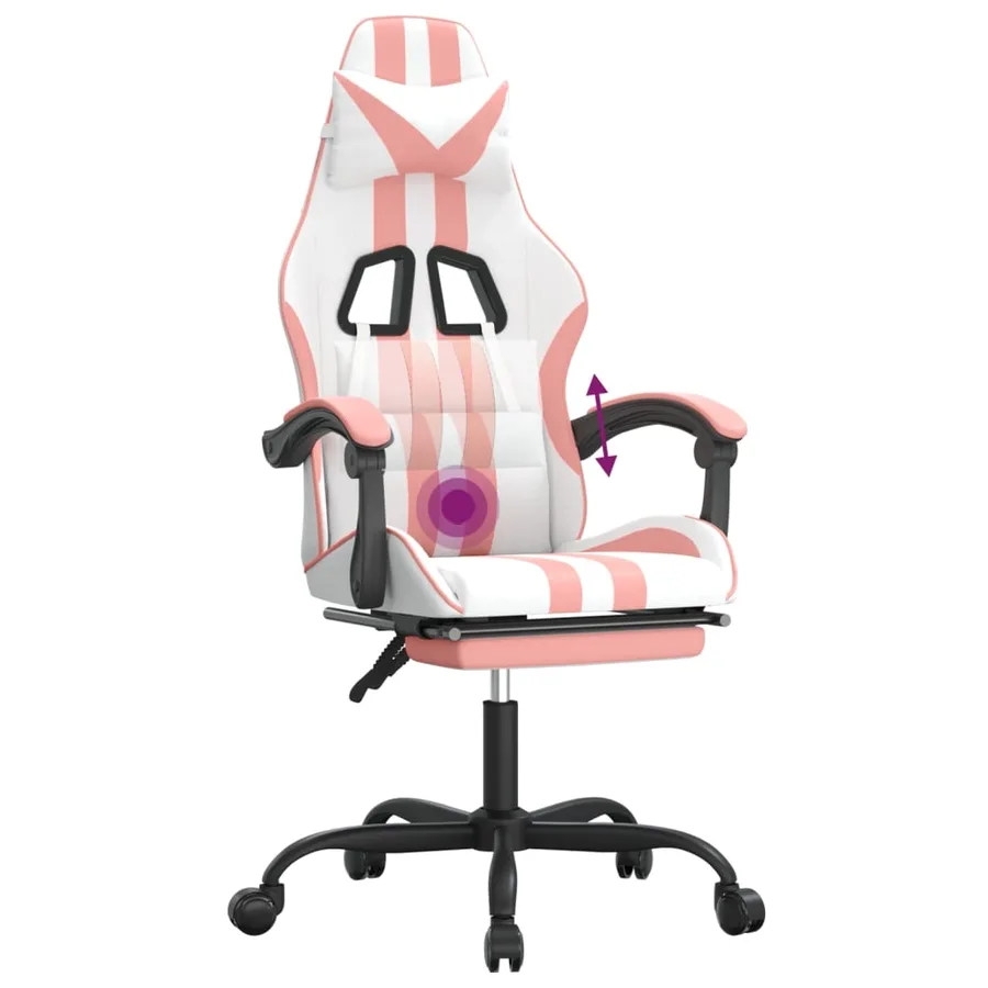 Chaise de jeu pivotante et repose-pied Blanc et rose Similicuir - 12