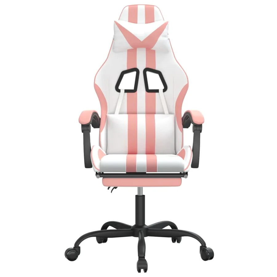 Chaise de jeu pivotante et repose-pied Blanc et rose Similicuir - 3