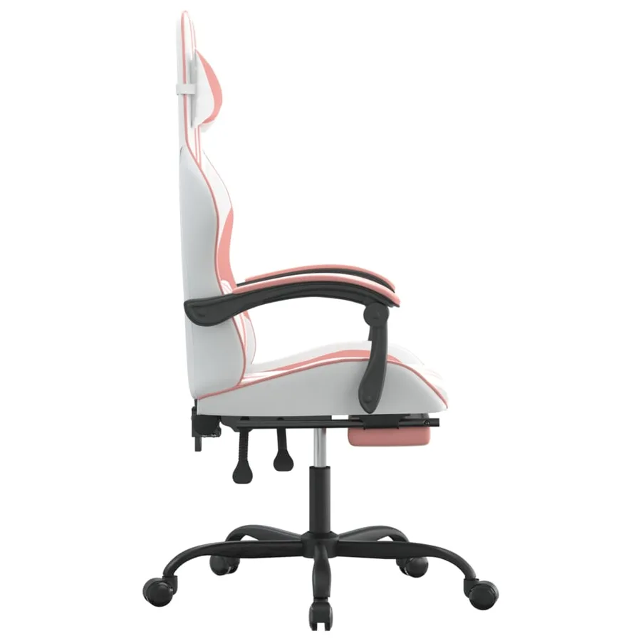 Chaise de jeu pivotante et repose-pied Blanc et rose Similicuir - 4
