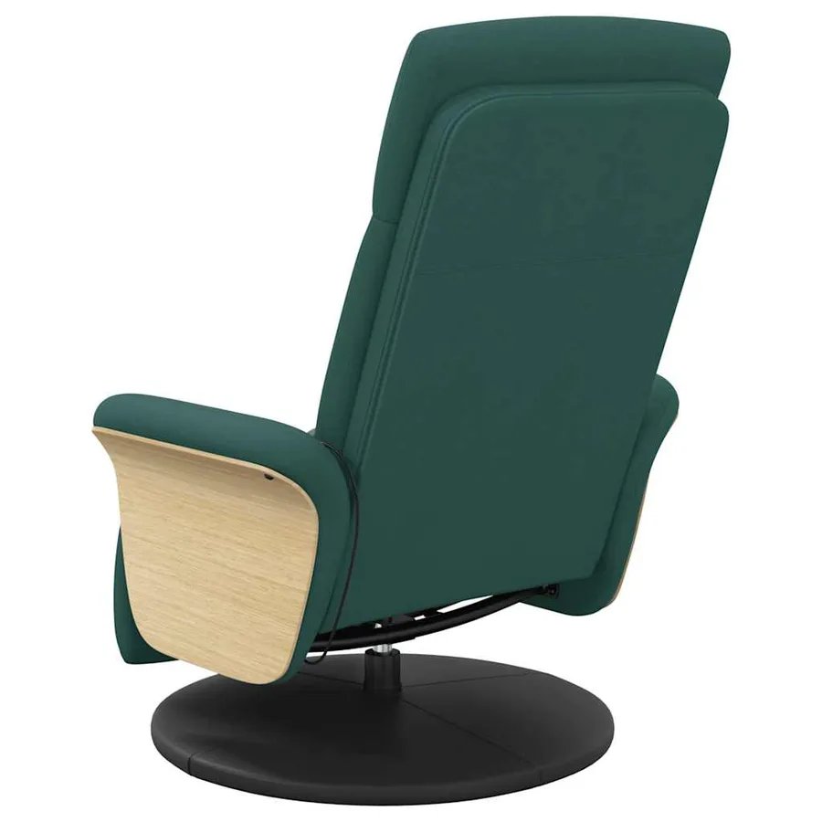 Fauteuil inclinable de massage et repose-pieds vert foncé tissu - 6