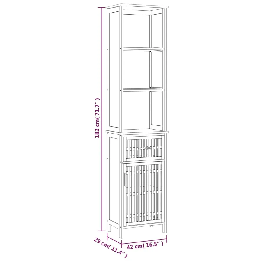 Armoire de salle de bain 42x29x182 cm Bois massif de noyer - 8