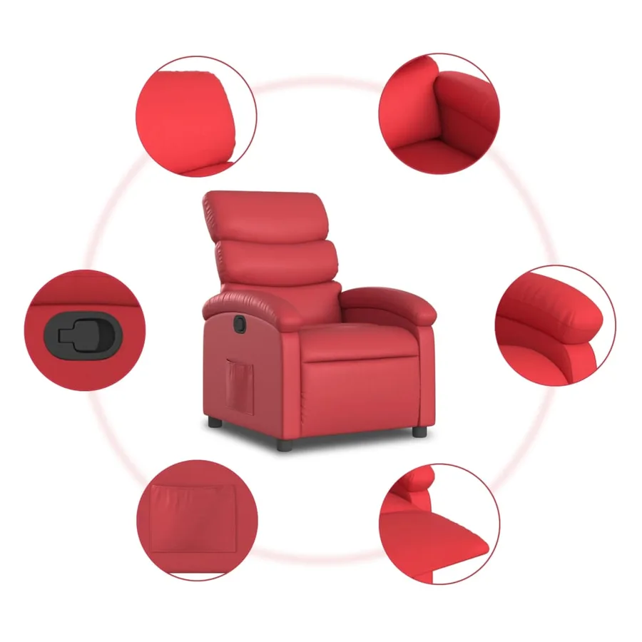 Fauteuil inclinable Rouge Similicuir - 7
