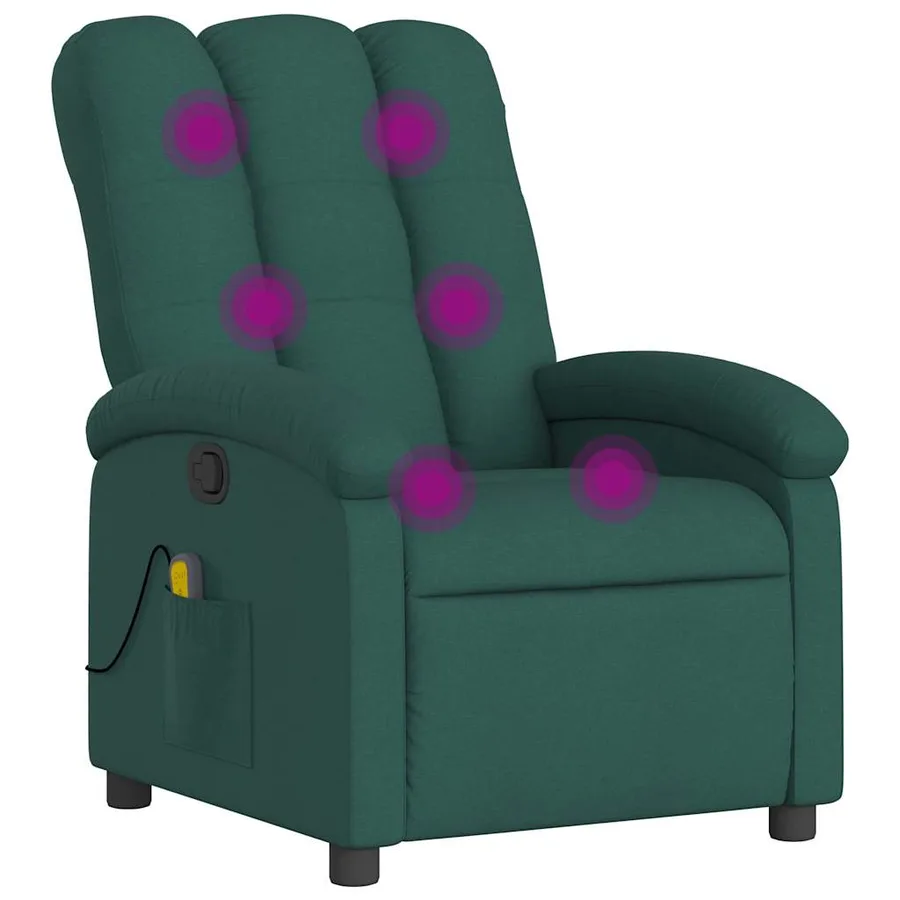 Fauteuil de massage inclinable Vert foncé Tissu - 2