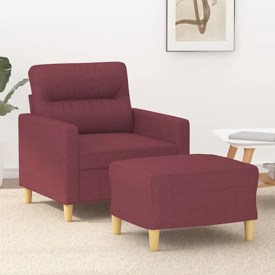 Fauteuil avec repose-pied Rouge bordeaux 60 cm Tissu