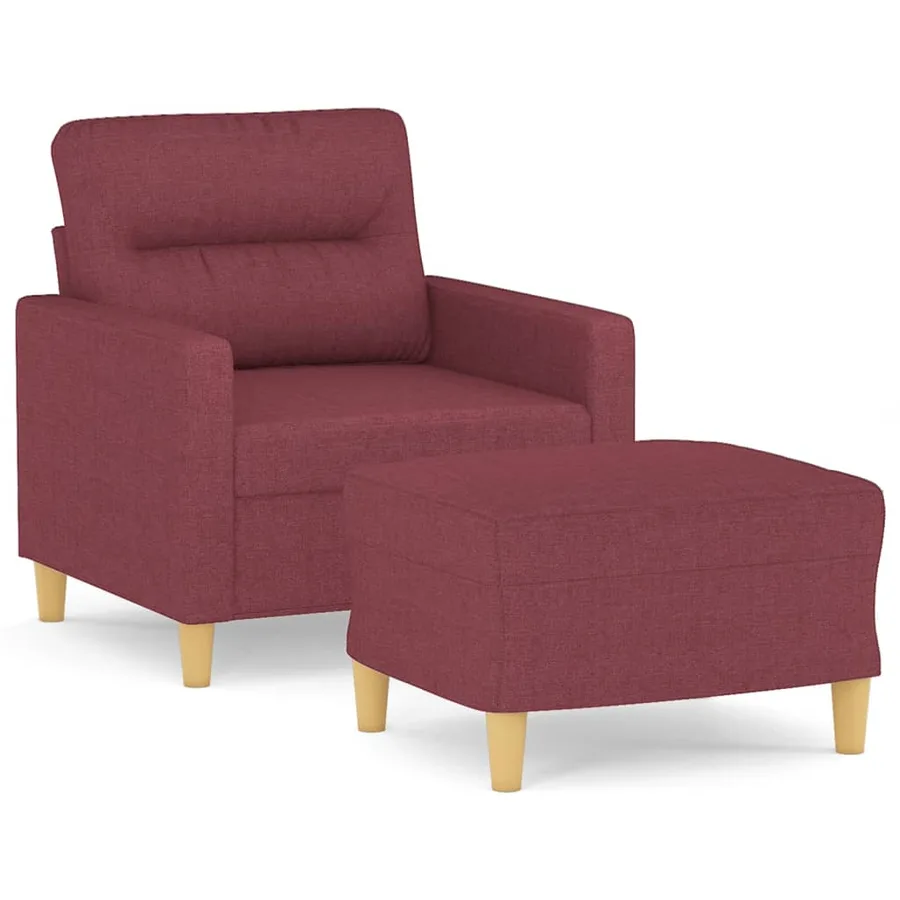 Fauteuil avec repose-pied Rouge bordeaux 60 cm Tissu - 2
