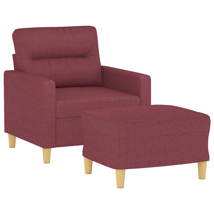Fauteuil avec repose-pied Rouge bordeaux 60 cm Tissu - 3
