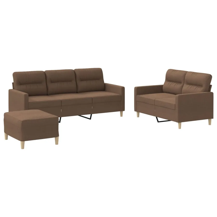 Ensemble de canapés 3 pcs avec coussins Marron Tissu - 2