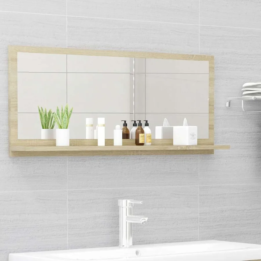 Miroir de salle de bain Chêne sonoma 90x10,5x37 cm Aggloméré