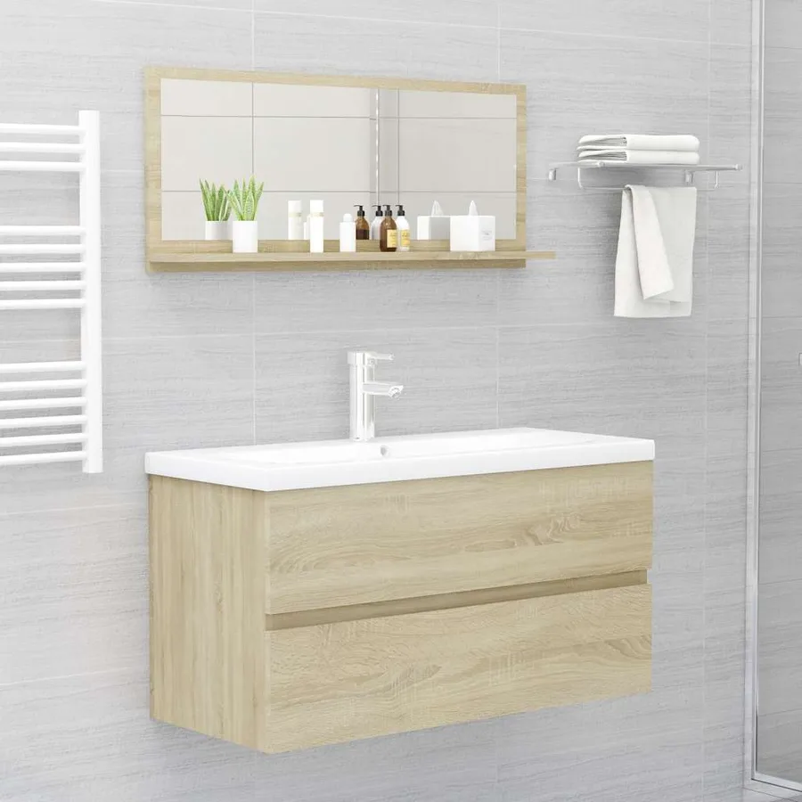 Miroir de salle de bain Chêne sonoma 90x10,5x37 cm Aggloméré - 6