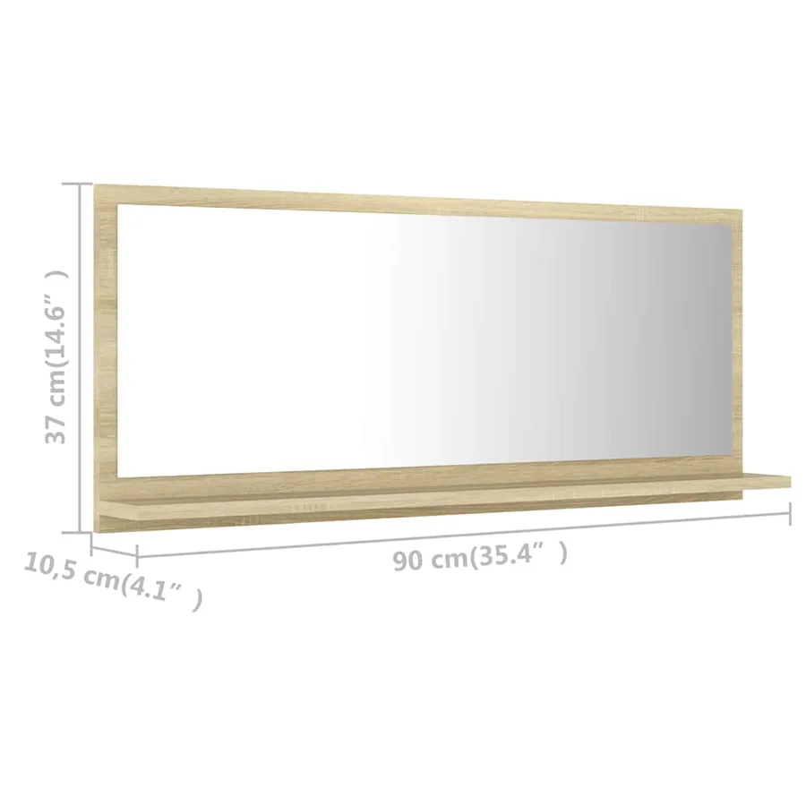 Miroir de salle de bain Chêne sonoma 90x10,5x37 cm Aggloméré - 7