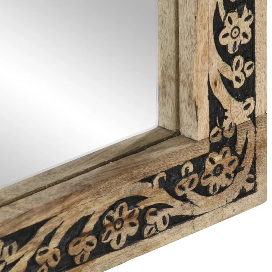 Miroir de bain 50x70x2,5 cm bois de manguier massif et verre - 7