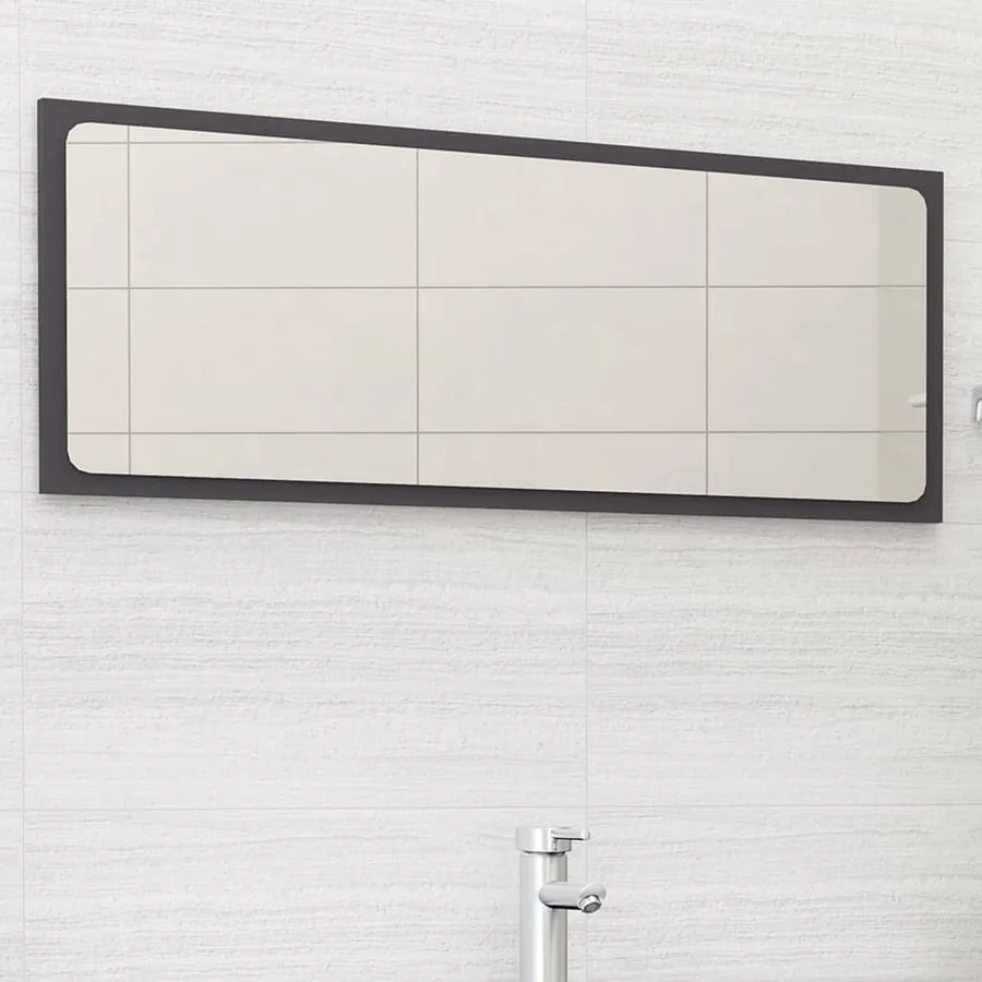 Miroir de salle de bain Gris 100x1,5x37 cm Aggloméré