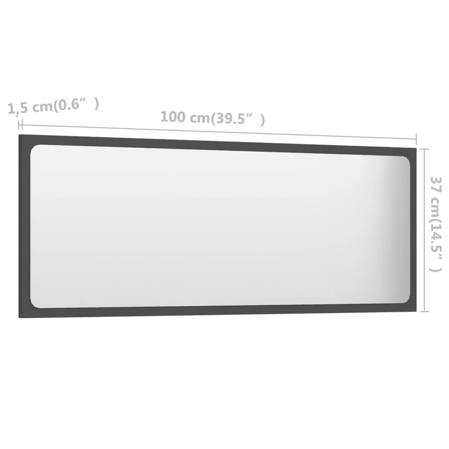 Miroir de salle de bain Gris 100x1,5x37 cm Aggloméré - 5