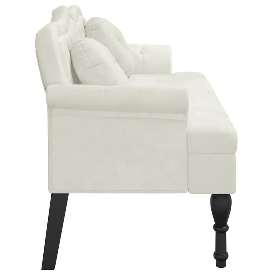Banc avec coussins crème 120,5x65x75 cm velours - 4