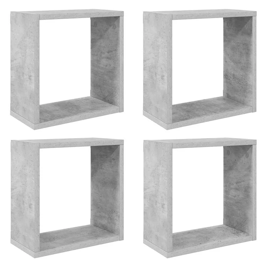 Étagères cube murales 4 pcs Gris béton 30x15x30 cm - 2