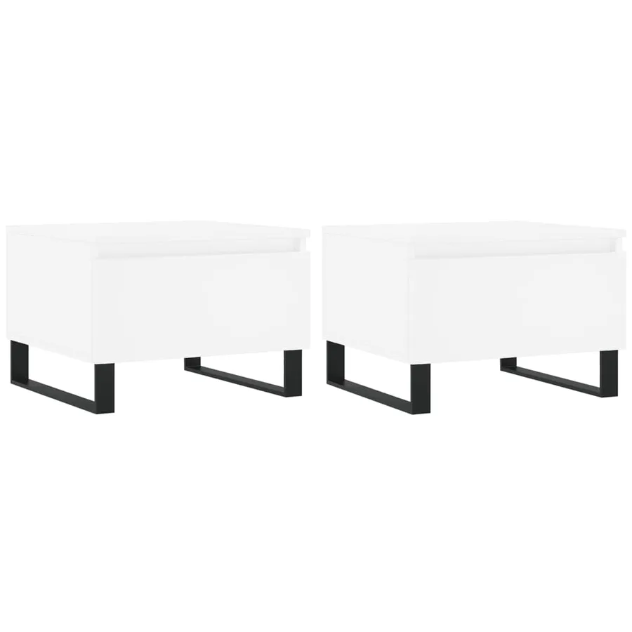 Tables basses 2 pcs blanc 50x46x35 cm bois d'ingénierie - 2