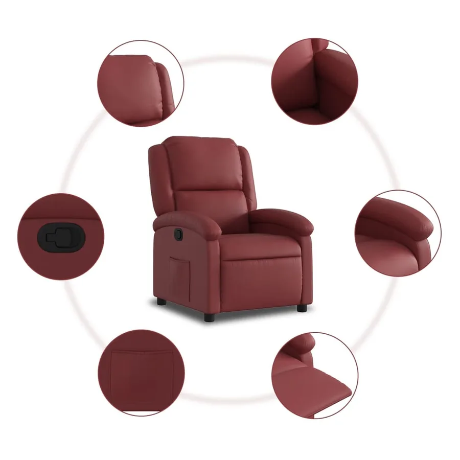 Fauteuil inclinable Rouge bordeaux Similicuir - 7