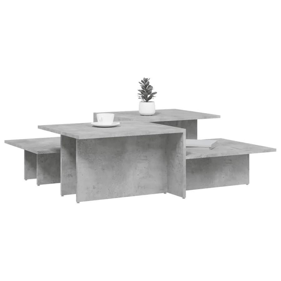 Tables basses 2 pcs gris béton bois d'ingénierie - 3