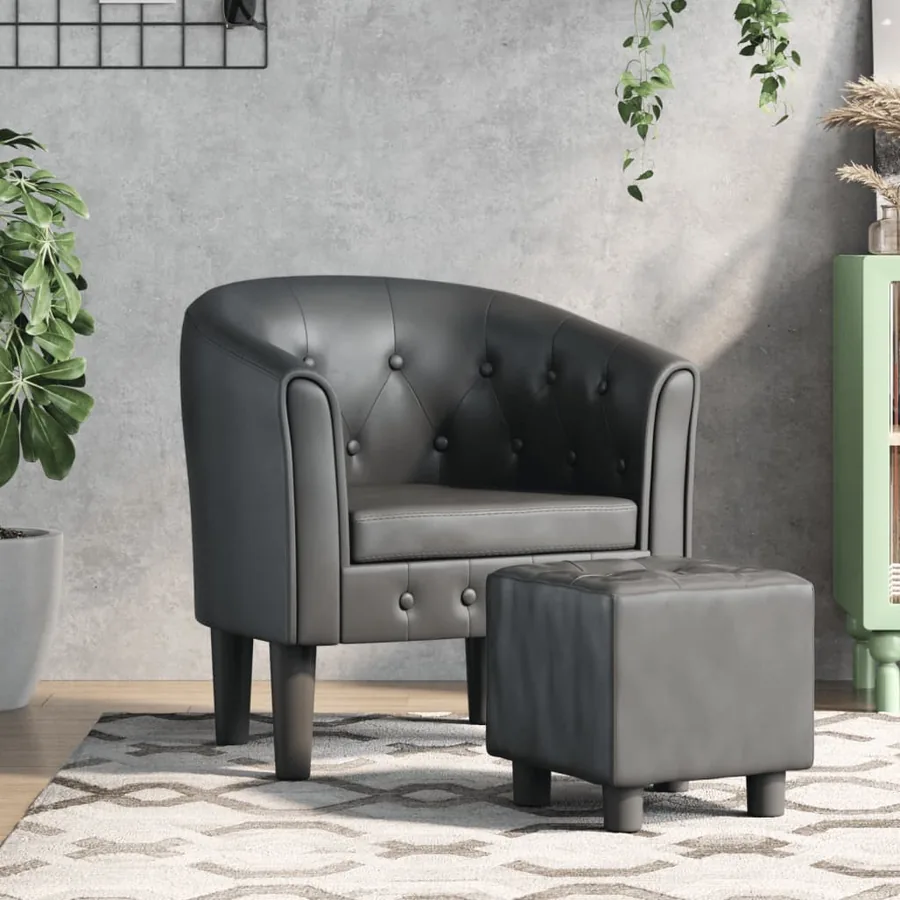 Chaise cabriolet avec repose-pied gris similicuir
