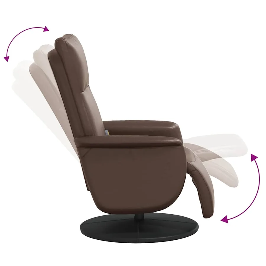 Fauteuil inclinable de massage repose-pieds marron similicuir - 7