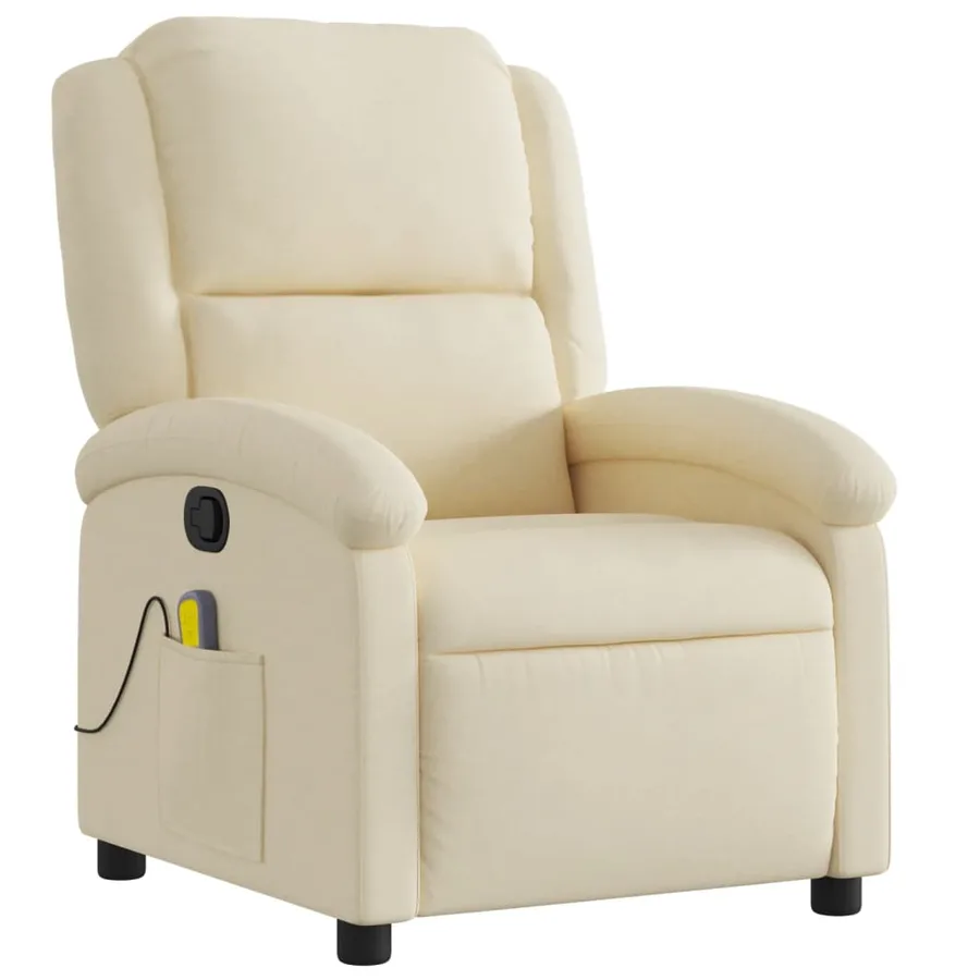 Fauteuil de massage inclinable Crème Tissu - 3