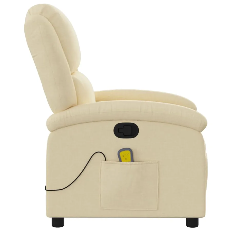 Fauteuil de massage inclinable Crème Tissu - 5