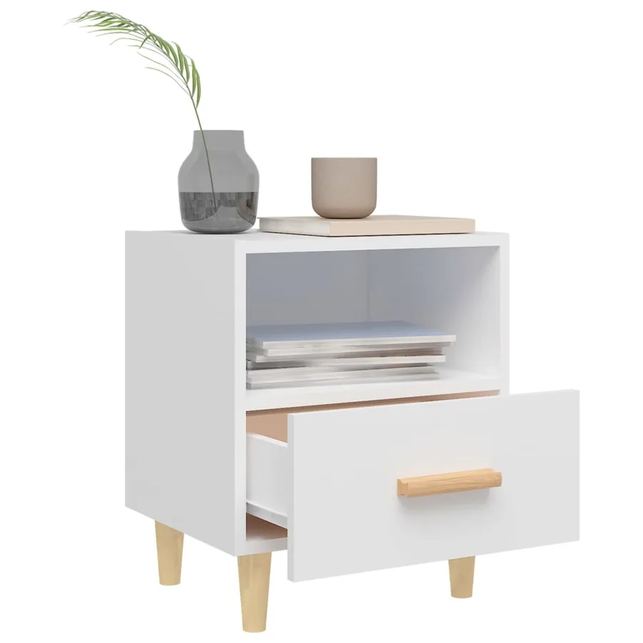 Table de chevet Blanc 40x35x47 cm - 3