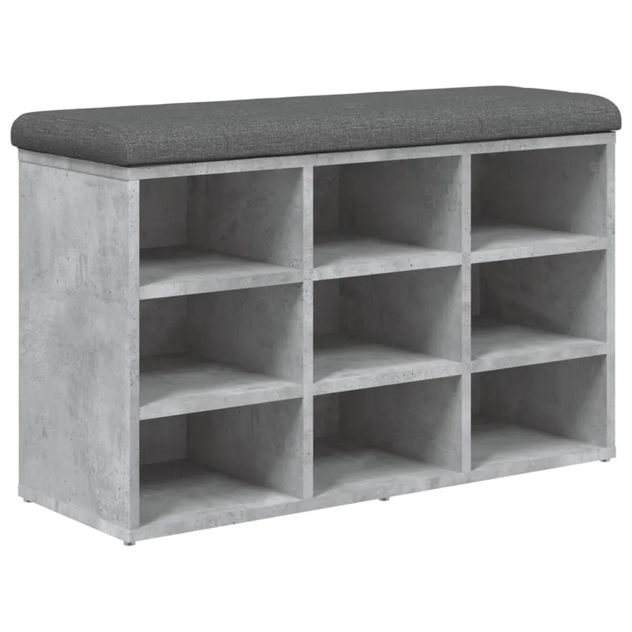Banc à chaussures gris béton 82x32x50 cm bois d'ingénierie - 2