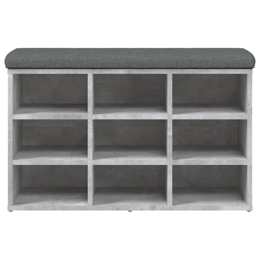 Banc à chaussures gris béton 82x32x50 cm bois d'ingénierie - 4
