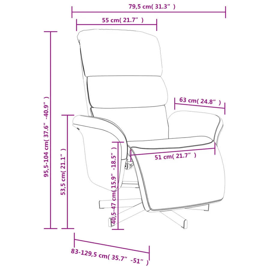 Fauteuil inclinable avec repose-pieds taupe tissu - 9