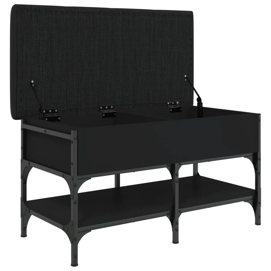 Banc à chaussures noir 82x42x45 cm bois d'ingénierie - 6