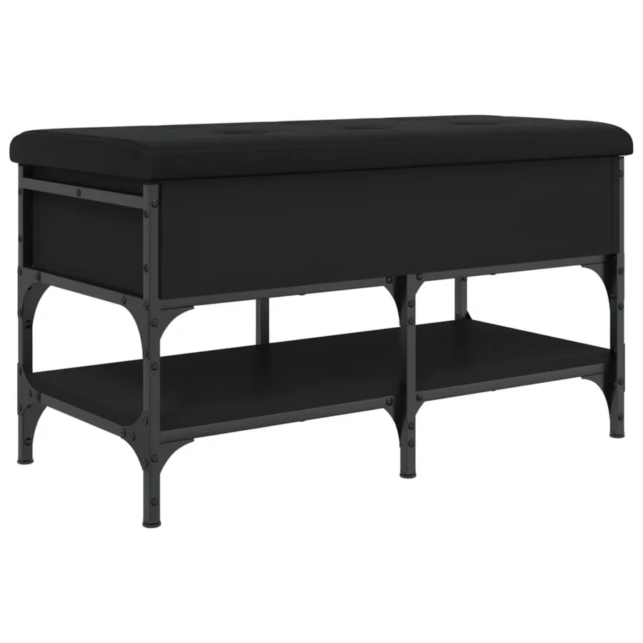 Banc à chaussures noir 82x42x45 cm bois d'ingénierie - 9