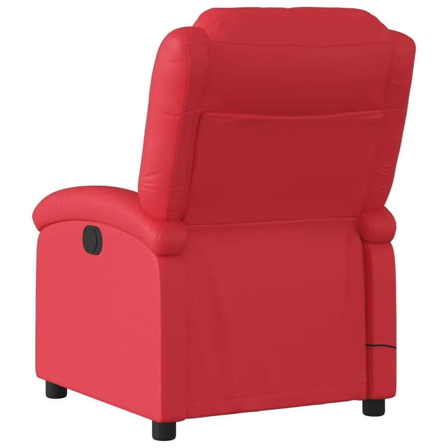 Fauteuil de massage inclinable rouge similicuir - 6