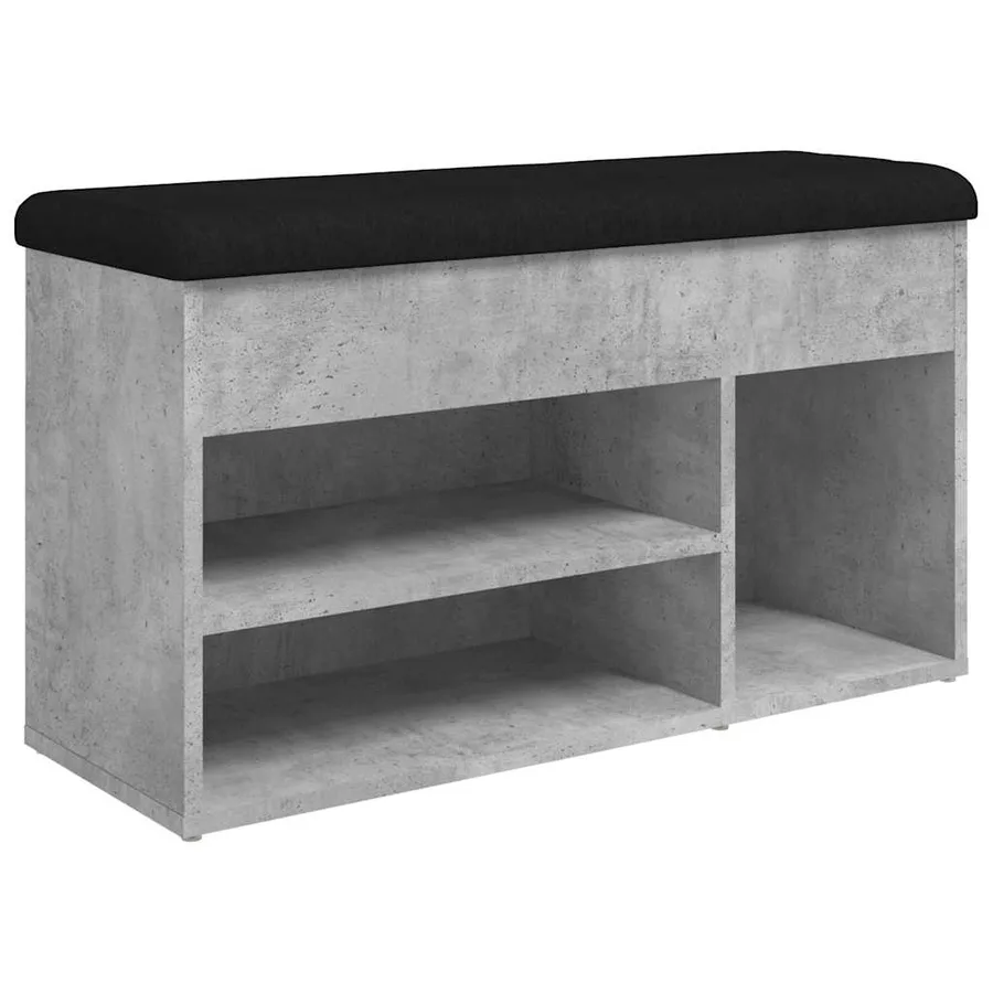 Banc à chaussures gris béton 82x32x45,5 cm bois d'ingénierie - 2