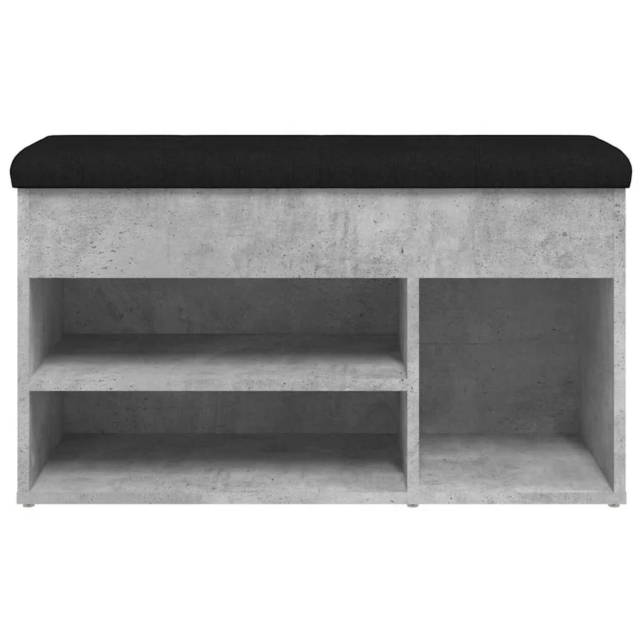 Banc à chaussures gris béton 82x32x45,5 cm bois d'ingénierie - 6