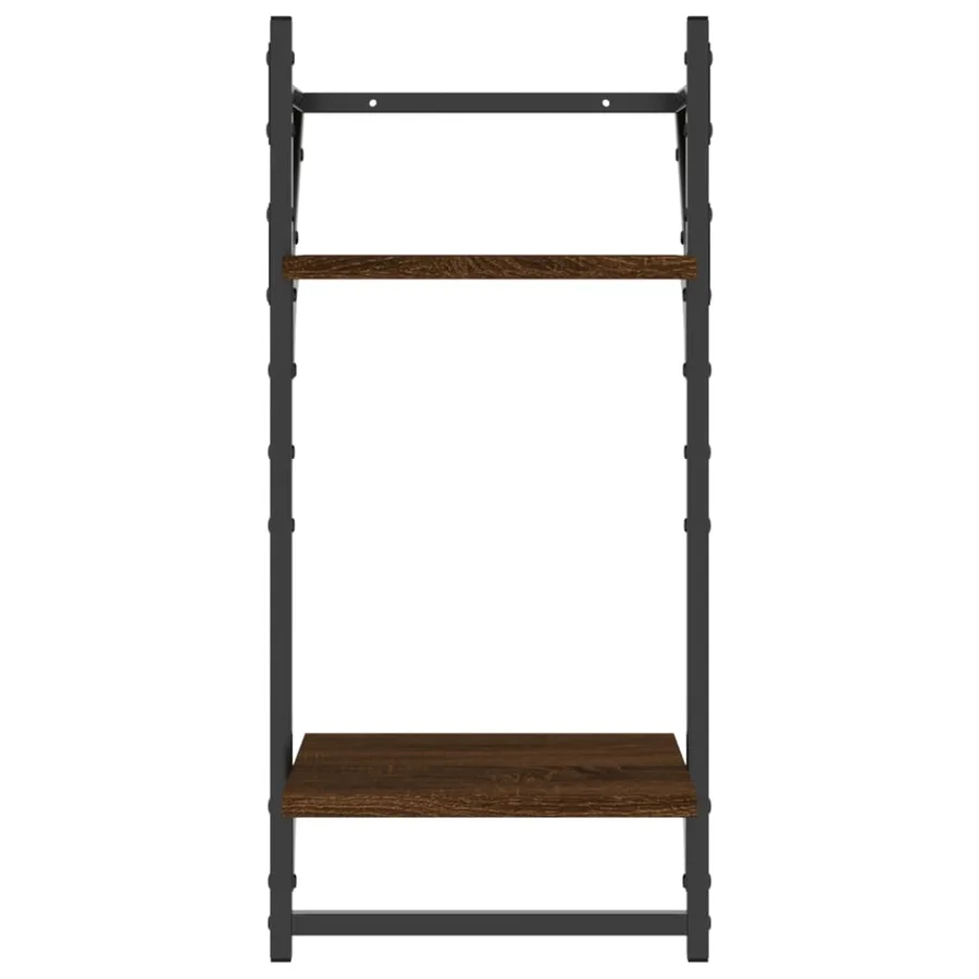 Étagères murales à 2 niveaux avec barres 2 pcs chêne marron - 5