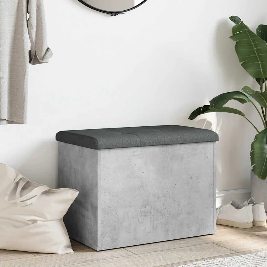 Banc de rangement gris béton 62x42x45 cm bois d'ingénierie - 3