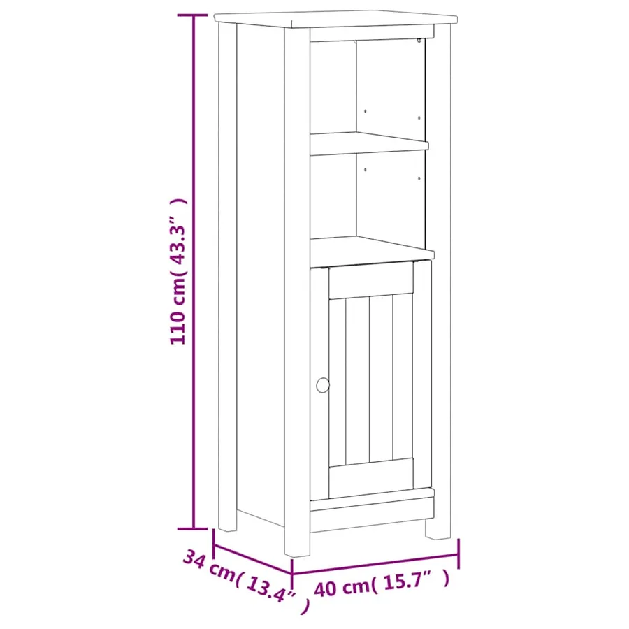 Armoire de salle de bain BERG noir 40x34x110 cm pin massif - 8