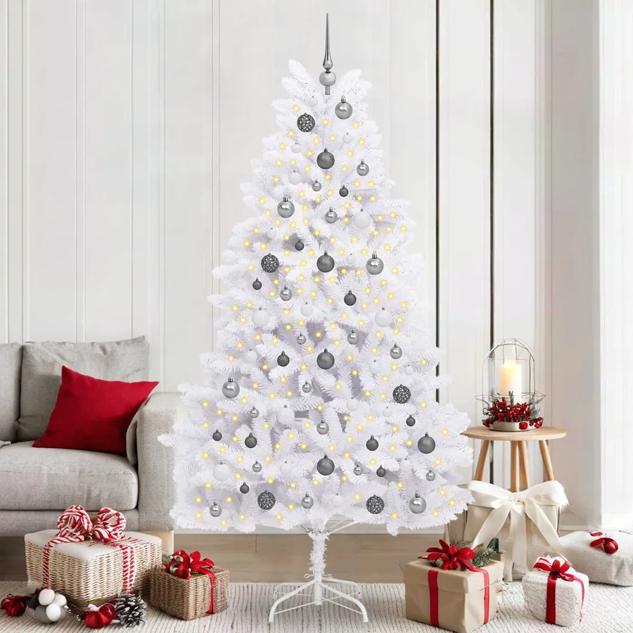 Sapin de Noël artificiel Blanc 106 x 106 x 210 cm PVC et métal