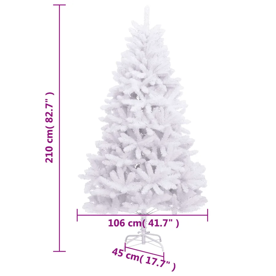 Sapin de Noël artificiel à charnières avec support blanc 210 cm - 9
