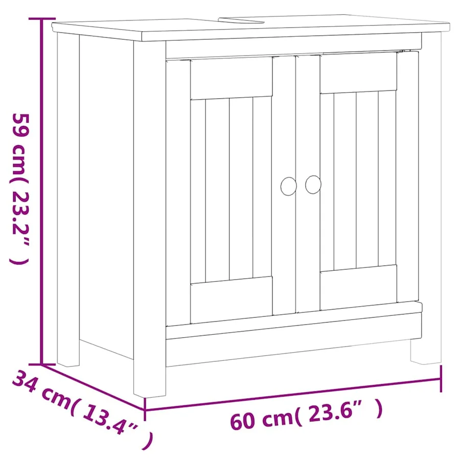Meubles de salle de bain 3 pcs BERG blanc bois de pin massif - 10