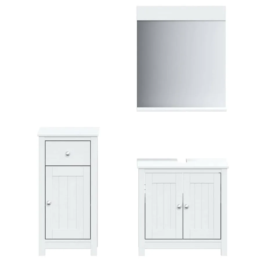 Meubles de salle de bain 3 pcs BERG blanc bois de pin massif - 2