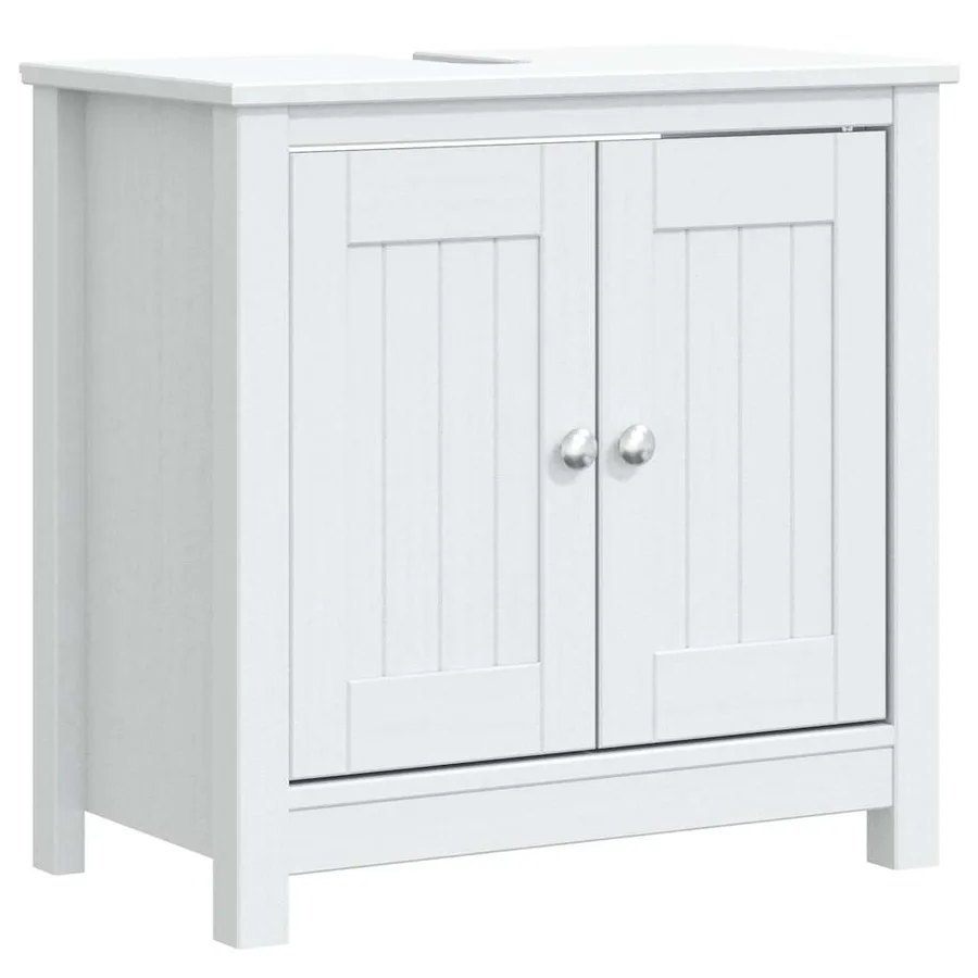 Meubles de salle de bain 3 pcs BERG blanc bois de pin massif - 4