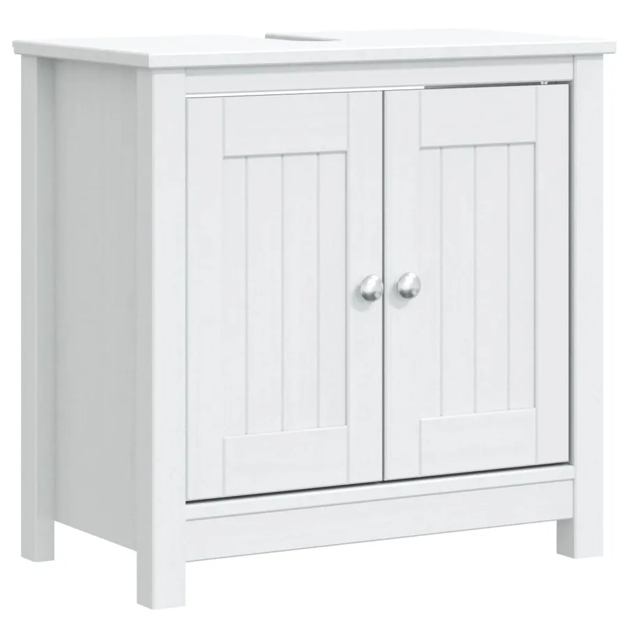 Meubles de salle de bain 3 pcs BERG blanc bois de pin massif - 4