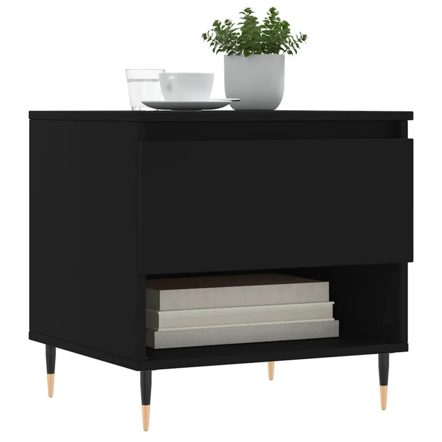 Table basse noir 50x46x50 cm bois d’ingénierie - 3