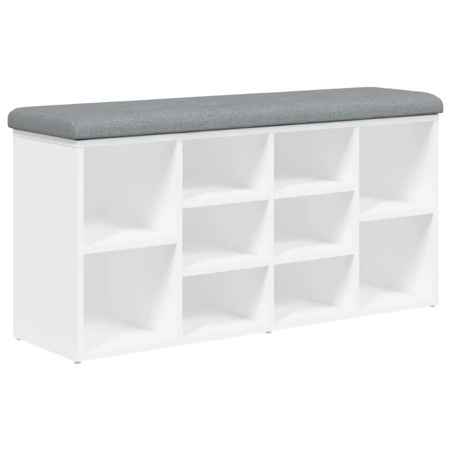 Banc à chaussures Blanc 102x32x50 cm Bois d'ingénierie - 2