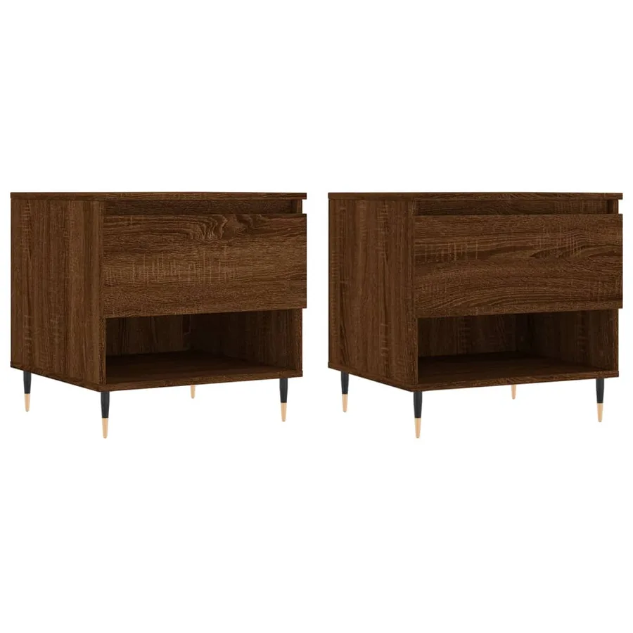 Tables basses 2 pcs chêne marron 50x46x50 cm bois d'ingénierie - 2