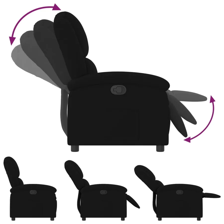 Fauteuil inclinable noir velours - 6