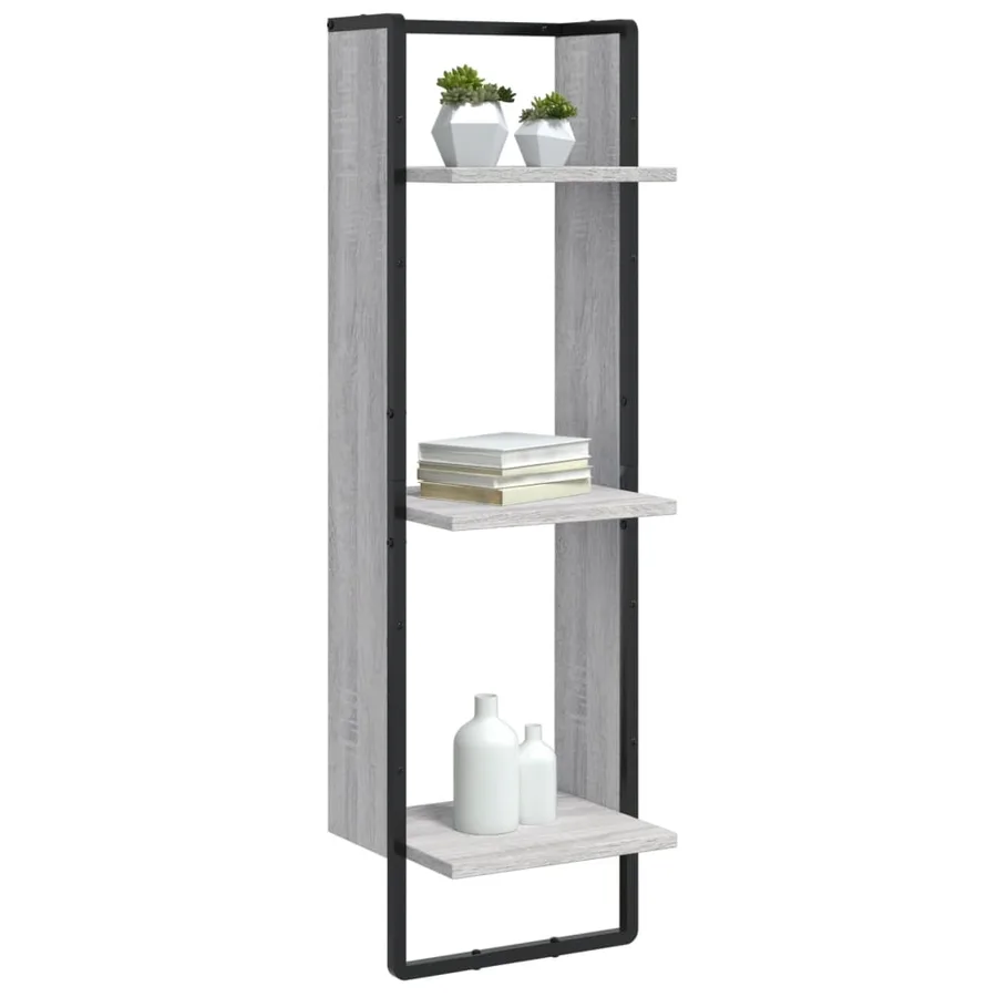 Étagère murale 3 niveaux sonoma gris 30x25x100 cm - 6